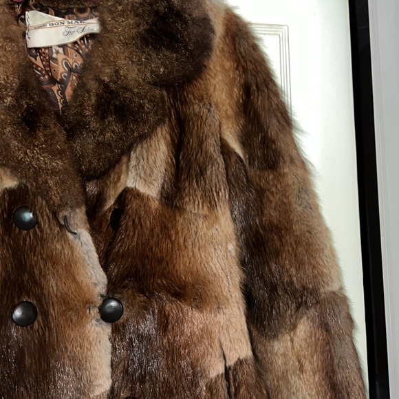 Vintage fur coat Bon Marche muskrat patchwork - Picture 5 of 12